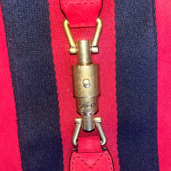 Authentic, Beautiful Red, Suede Gucci Jackie Like new - Picture 6 of 6